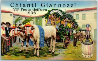 1940s Wine Advertising Postcard Chianti Giannozzi Gino 