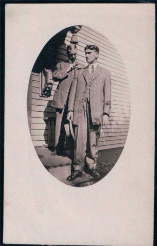 Portrait Of Two Well Dressed Men Adjusting Their Suits Gay Int Rppc Postcard Z18