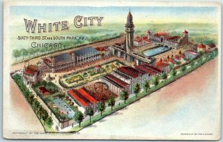 Chicago Il Pmc Postcard White City Amusement Park Artist 