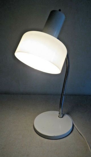 VINTAGE Mid Century Modern DESK LAMP white lucite shade gooseneck 2