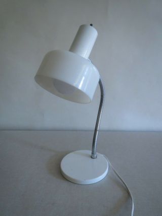 VINTAGE Mid Century Modern DESK LAMP white lucite shade gooseneck 5