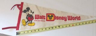 Vintage Walt Disney World Mickey Mouse Raised Pictures Felt Pennant 23.  1 " {b48}