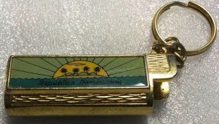 Vintage Solid Brass Keychain Republica Dominicana Porte - Clés Étui A Lighter Case