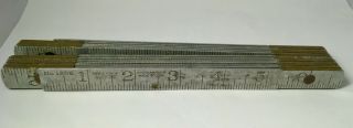 Vintage Lufkin Rule Co.  No 1206 Folding Metal Ruler Aluminum & Brass 72 "