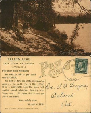 Lake Tahoe,  Ca Road To Fallen Leaf Lodge - The Ideal Tahoe Resort - Spring 1913