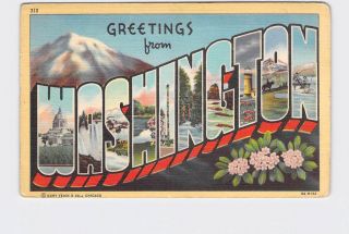 Big Large Letter Vintage Postcard Greetings From Washington 11