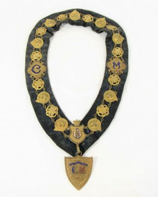 Royal Antediluvian Order Of Buffaloes Vintage Sash - Early,  Brass,  Enameled
