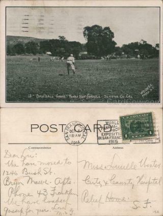 1914 Boyes Hot Springs,  Ca Baseball Game Sonoma County California Postcard