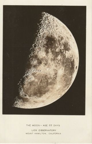 The Moon 1910 Lick Observatory Mt Hamilton Ca Real Photo Postcard