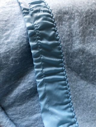 Vtg Northern Chatham Blanket Blue Acrylic Nylon Binding 92”x94” Thick Cozy Queen 6
