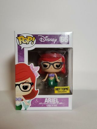 Funko Pop Disney Ariel 66 Hipster Hot Topic Exclusive With Glasses Figure