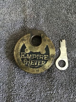 Antique Six Lever Push Key Pancake Padlock - Empire