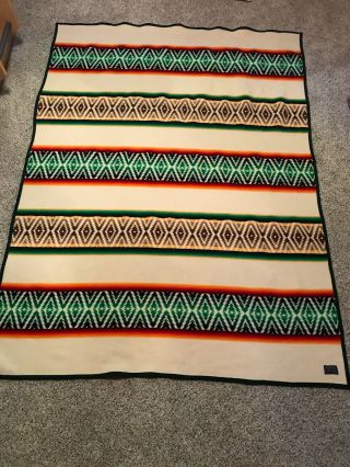 Pendleton Beaver State Woolen Mill Double Sided Multi Colored Blanket 74 " X 55 "