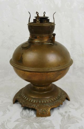 Rare Antique 19th Century Fostoria Brass Improved Oil Lamp