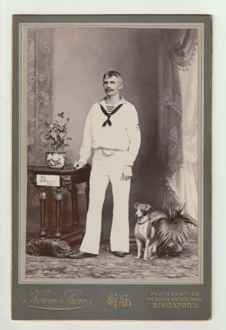 Portrait Of A Dutch Sailor And His Dog,  Koon - Sun,  Singapore 1905 -