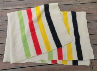 Vintage Striped Wool Blanket 76 " X 57 " Hudson Bay Camp Blanket