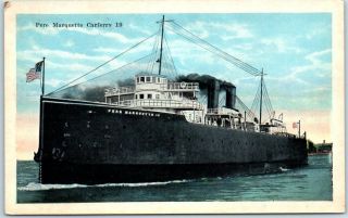Michigan Steamer Ship Postcard " Pere Marquette Car Ferry " C1930s Kropp