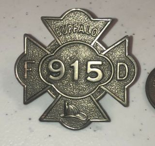 Rare Early City Of Buffalo Ny Fireman Hat Badge 915 Collectors Estate
