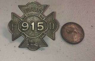 Rare Early City Of Buffalo NY Fireman Hat Badge 915 Collectors Estate 2