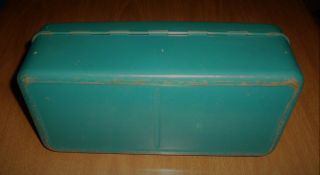 Vintage Union Steel Chest Corp.  Turqouise Tackle Box Tool Box Art Supplies Ruler 3