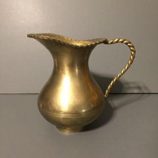 Vintage Solid Brass Pitcher Vase Hand Made In India