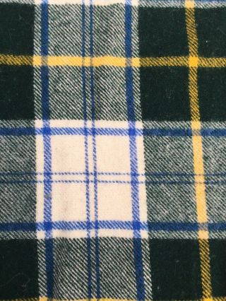 Vintage Wool Blanket Ll Bean,  Tartan Plaid,  79 X 73 Green,  Blue,  Yellow Plaid