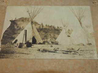 RARE historical Lakota Sioux TePee settlement Circa 1880 ' s Cabinet photo 4 