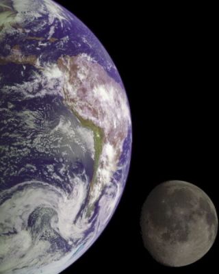 11x14 Space Photo: The Earth And Moon From Galileo Spacecraft,  1992