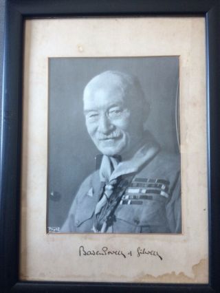 Boy Scout 1930’s Framed Picture Signed By Baden Powell