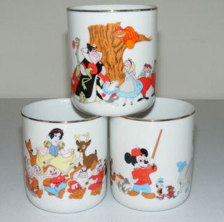 3 Collectible Walt Disney World Coffee Mugs Cups Alice Wonderland Snow White C31