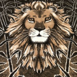 Biederlack Lion Head Brown Blanket Throw Reversible 56 X 76 Made In Germany
