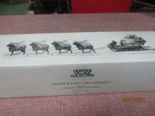 Heritage Village Sleigh And Eight Tiny Reindeer 5611 - 1