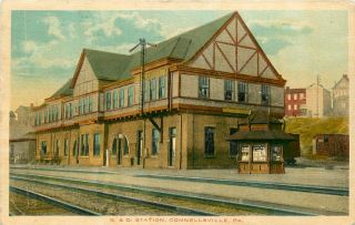 Pennsylvania,  Pa,  Connellsville,  B & O Station 1917 Postcard