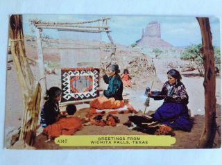 Wichita Falls Tx Greetings From Navajo Women Weaving Rugs Texas Native American