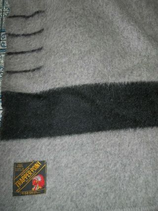Vtg.  Grey Black Heavy Wool Trapper 4 Point Blanket Made In England 74.  5 " X 84 "