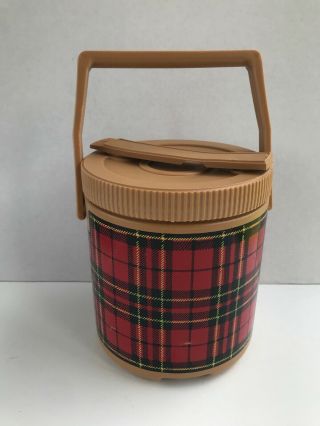 Vintage Hamilton Skotch Red Plaid Plastic Thermos Water Jug Ottawa Ks 70 Oz
