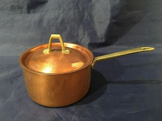 Vintage Paul Revere Limited Edition 1 Quart Copper Sauce Pan With Brass Handles