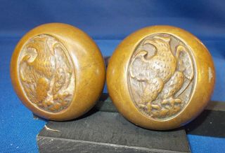 1800s American Eagle Solid Brass Doorknobs,  INA Fire Mark 2