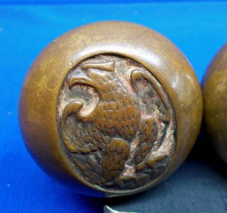 1800s American Eagle Solid Brass Doorknobs,  INA Fire Mark 4