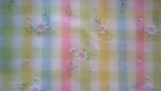 Vtg 60s 70s Flocked Pastel Stripe Plaid Floral Daisy Cotton Fabric Semi Sheer