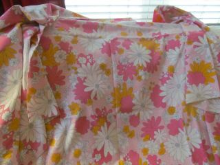 Vtg Cannon Monticello Full Sheet Set Flat/fitted Mod Flower Pink Yellow Soft