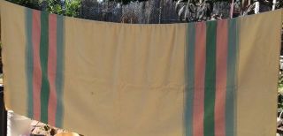 Vtg Pendleton Wool Blanket With Pink/blue/green Stripes - Made In Pendleton Or
