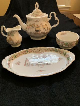 Royal Doulton Brambly Hedge Teapot,  Creamer,  Sugar Bowl And Biscuit Plate