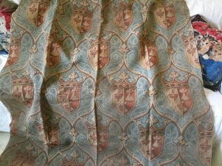 Antique Woven Tapestry Type Fabric Old World Style Shields With Fleur - De - Lis