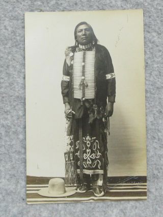Unknown Shoshone Native American Indian Benedicte Wrensted Signed Rppc Postcard