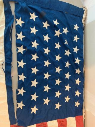 Vintage Antique? 45 Star U.  S.  Flag Silk Rough Shape Stitched Stars NR 2