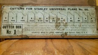 19th Century Stanley Rule & Level No.  55 Universal Wood Plane Cutter Box No.  1