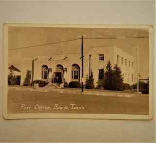 1941 View Of Post Office Bowie Texas Real Photo Postcard Rppc