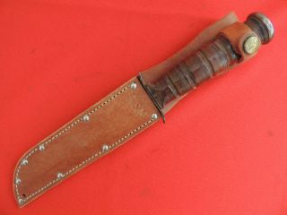 Camillus Sword Brand Chromed Knife & Leather U.  S.  N.  Boyt43 Sheath