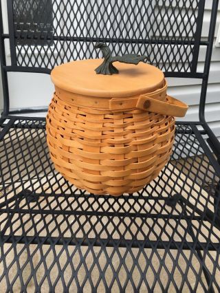 Longaberger 2001 Pumpkin Patch Basket With Plastic Protector & Wood Lid